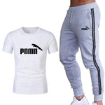Running set Men's Tracksuit Sports T Shirt+stripe Jogging pants Sport Suit Gym Fitness Clothing Running Exercise workout clothe