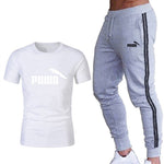 Running set Men's Tracksuit Sports T Shirt+stripe Jogging pants Sport Suit Gym Fitness Clothing Running Exercise workout clothe