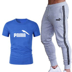 Running set Men's Tracksuit Sports T Shirt+stripe Jogging pants Sport Suit Gym Fitness Clothing Running Exercise workout clothe