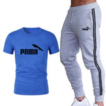 Running set Men's Tracksuit Sports T Shirt+stripe Jogging pants Sport Suit Gym Fitness Clothing Running Exercise workout clothe