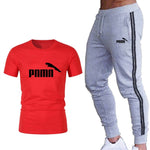 Running set Men's Tracksuit Sports T Shirt+stripe Jogging pants Sport Suit Gym Fitness Clothing Running Exercise workout clothe