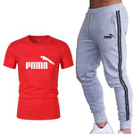 Running set Men's Tracksuit Sports T Shirt+stripe Jogging pants Sport Suit Gym Fitness Clothing Running Exercise workout clothe