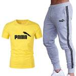 Running set Men's Tracksuit Sports T Shirt+stripe Jogging pants Sport Suit Gym Fitness Clothing Running Exercise workout clothe