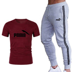 Running set Men's Tracksuit Sports T Shirt+stripe Jogging pants Sport Suit Gym Fitness Clothing Running Exercise workout clothe