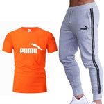 Running set Men's Tracksuit Sports T Shirt+stripe Jogging pants Sport Suit Gym Fitness Clothing Running Exercise workout clothe