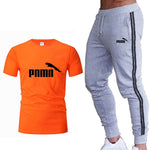 Running set Men's Tracksuit Sports T Shirt+stripe Jogging pants Sport Suit Gym Fitness Clothing Running Exercise workout clothe
