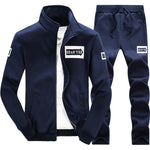 Tracksuits Men Polyester Sweatshirt Sporting Fleece 2020 Gyms Spring Jacket + Pants Casual Men's Track Suit Sportswear Fitness