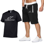 Men's Alpinestar Summer Sports Suit Short Sleeve T-shirt + Shorts New Fashion Men's Casual Suit Shorts + T-shirt 2 Pieces Set