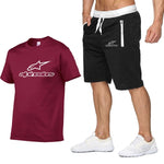 Men's Alpinestar Summer Sports Suit Short Sleeve T-shirt + Shorts New Fashion Men's Casual Suit Shorts + T-shirt 2 Pieces Set