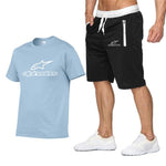 Men's Alpinestar Summer Sports Suit Short Sleeve T-shirt + Shorts New Fashion Men's Casual Suit Shorts + T-shirt 2 Pieces Set