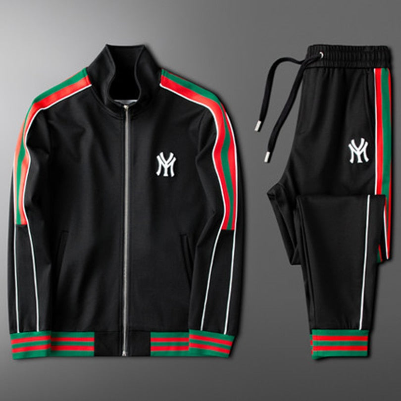 Two-piece leisure sports suit couple suit new trend all-match slim